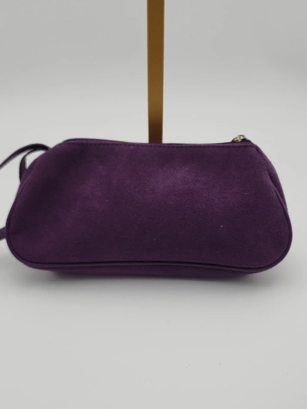 Ulta Purple Suede Wristlet Travel Bag With Heart Mirror Case
